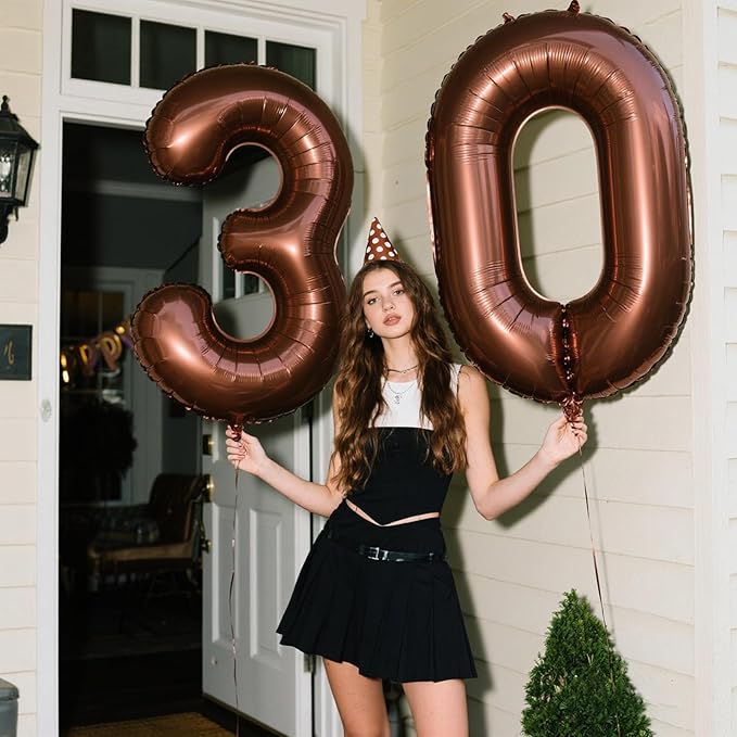 40 Inch Dark Brown Balloon Number 0 Balloon,Chocolate Jumbo Mylar Foil Helium Balloon for 10 20 30 40 50 60 70 2025 Birthday Digital Balloons for Birthday Party,Wedding Anniversary Party Decorations