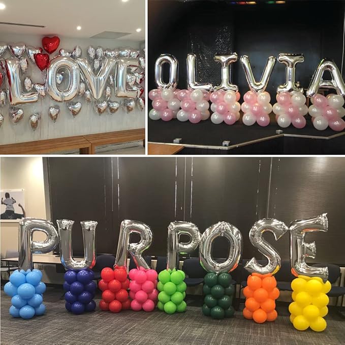 TONIFUL 40 Inch Large Silver Letter M Balloons Helium Balloons,Foil Mylar Big Letter Balloons for 2026 New Year Eve Graduation Wedding Baby Shower Birthday Party Anniversary Supplies Decorations