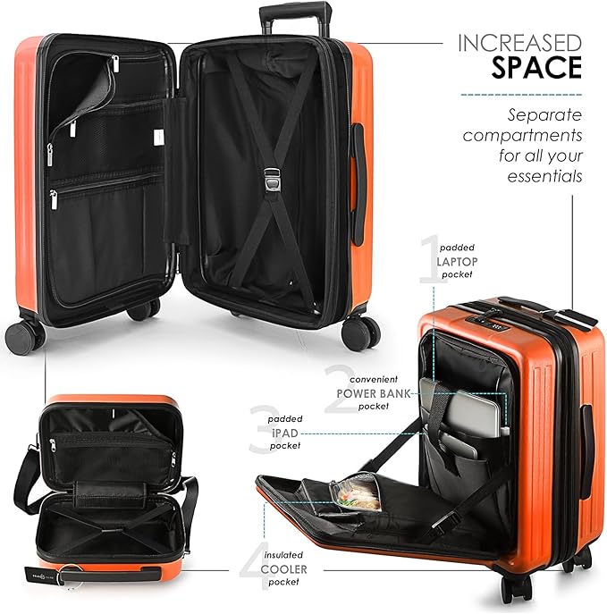 TRAVELARIM Hard Shell Luggage Sets with Spinner Wheels 4 Piece, Expandable Large Suitcases with TSA Lock, Travel Large Suitcase Set, Navy Luggage Set