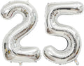 Large Silver 25 Number Balloons, 40 Inch Jumbo Number 25 Balloon, Silver Foil Mylar Balloons for Girl Sweet 25th Birthday Party, Anniversary Decorations