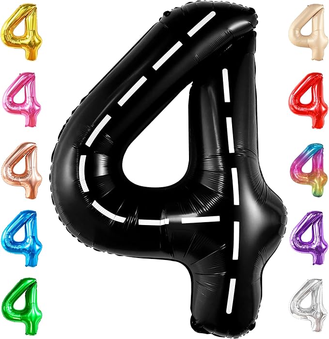 KatchOn, Giant, Construction Balloons - 40 Inch, Construction 4 Balloon | Construction Party Balloons, 4th Birthday Decoration Boy | Race Car Birthday Balloons, Race Car Birthday Party Decorations