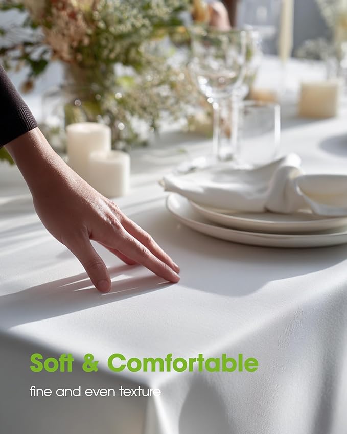 Pureegg Rectangle Table Cloth 60" x 84" – Durable Polyester Tablecloth Offers Reusable & Washable Protection, Ideal for Outdoor Party, Picnic, Wedding, Banquet and Birthday, 3 Pack, White