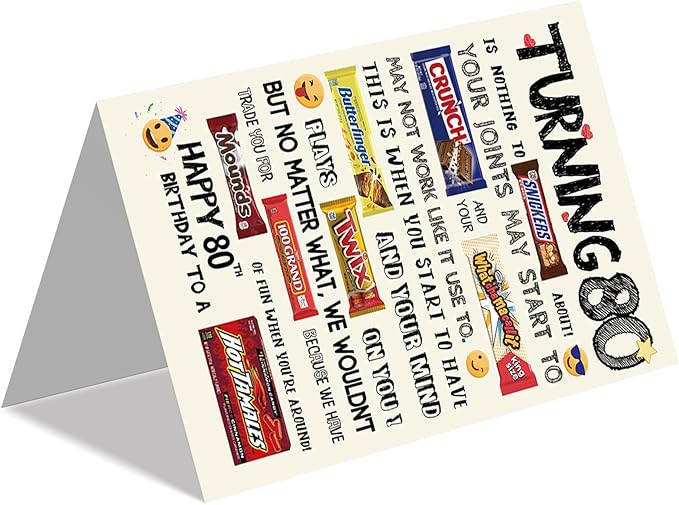 Funny 80th Birthday Card for Women Men, Happy 80th Birthday Gifts for Him Her, Unique 80 Year Old Bday Decorations Ideas for Parents Grandparents