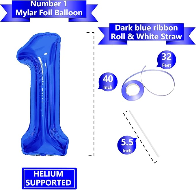 Number Balloons Navy Blue Balloons - Giant Number 10 Balloon, 10 20 30 40 50 Numbers Balloon Birthday Decorations, Blue Party Supplies for Boy Men
