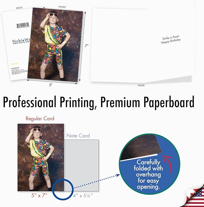 NobleWorks - 1 Happy Birthday Card with Envelope - Funny Photos, Birthday Humor Notecard - Fashion Kid C6416BDG