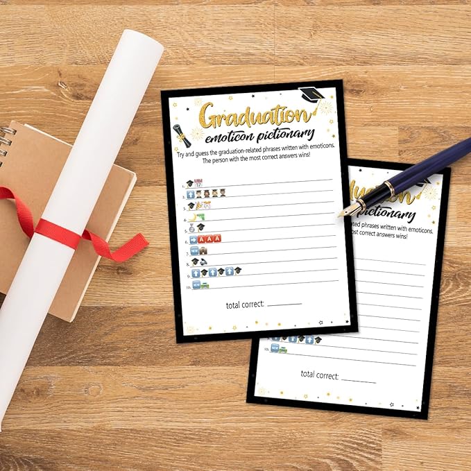 Yangmics Direct 2025 Graduation Party Card,Graduation Table Cards,Graduation Emoticons Pictionary Theme,30PCS Graduation Party Ideas Activities Supplies Decor for Class
