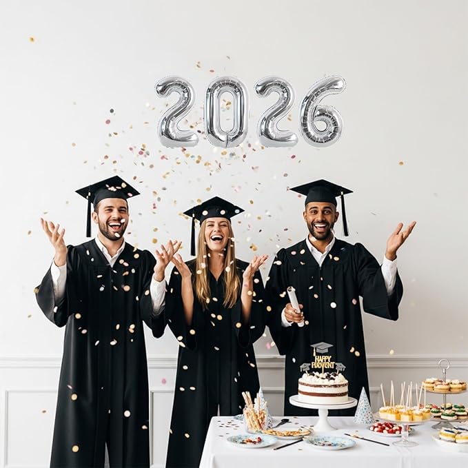 TONIFUL Number Balloons 16 Inch Silver 2 Set 0-9 Number Mylar Foil Balloons 20 Pcs Custom digitalal for 2026 New Year Eve Birthday Party Engagement Graduations Anniversary Baby Shower Decor