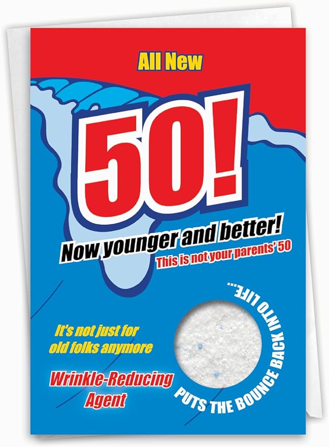 NobleWorks - Funny 50th Milestone Birthday Greeting Card with 5 x 7 Inch Envelope (1 Card) Bday Body Detergent 50 5186