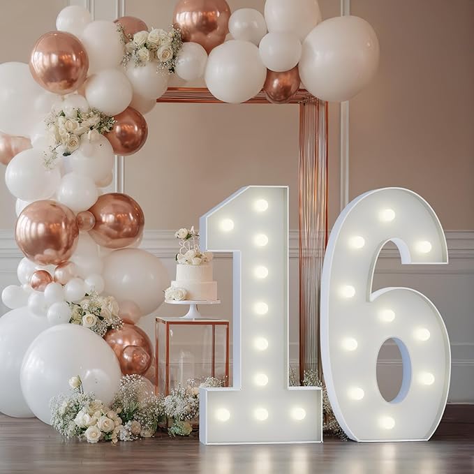 Marquee Number 6th-Birthday Decorations: 4FT Large Light up Numbers 6 Big Sign for Boy Girl Sixth Birthday Sweet Six Year Old Party Decor Anniversary Graduation Wedding Engagement Mosaic Balloon