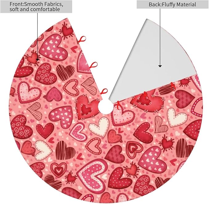 Valentines Day Heart Tree Skirt Xmas Tree Mat Christmas Tree Ornaments Decorations Holiday Party Indoor Outdoor 30"