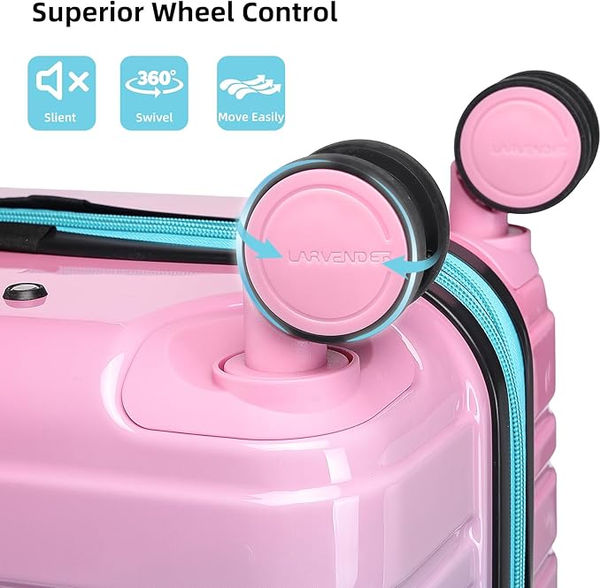 LARVENDER Carry on Luggage 22x14x9 Airline Approved Hardshell Suitcase with Wheels TSA Lock, PC+ABS Lightweight Suitcase Set for Women with Travel Backpack, Cotton Candy, 3 Piece Set