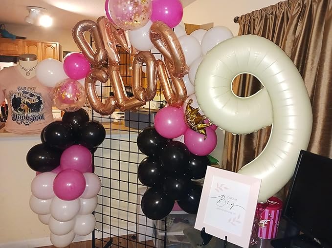 40 Inch Cream White Numbers 9 Balloon, Balloons Decorations for 9 19 90 Birthday Party, Engagement, Wedding, Graduations, Photo Shoot Supplies