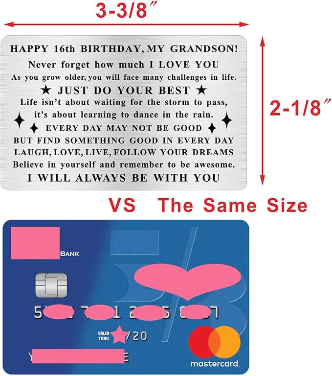 Grandson 16th Birthday Cards for Him, 16 Year Old Boy Birthday Gifts, Sweet Age 16 Bday Decorations