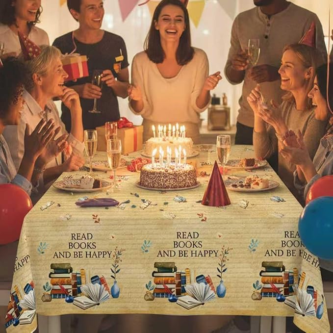 3 Pcs Book Themed Party Decorations Tablecloth,Disposable Book Club Birthday Party Supplies Tablecover,Washable Morden Style Table Cover for Dinner, Party, Picnic, Home Decor (107.8 * 53.9in)