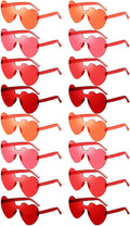 16 Heart Rimless Sunglasses Retro Colored Party Glasses Bulk Gradient Transparent Fun Eyeglasses for Unisex Adult