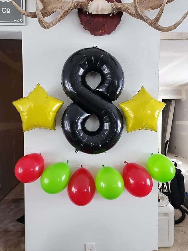 Balloon 8 Numbers, 40 Inch Black Large Ballon for Women And Men, Balloons Decoration for Happy 8 18 28 80 Birthday, Wedding Anniversary, Christmas, New Year, Halloween Party Decoration
