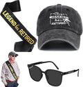 JaGely 3 Pcs Retirement Gifts for Men Retirement Party Accessories Retirement Sash Retirement Hat Retired Sunglasses for Men