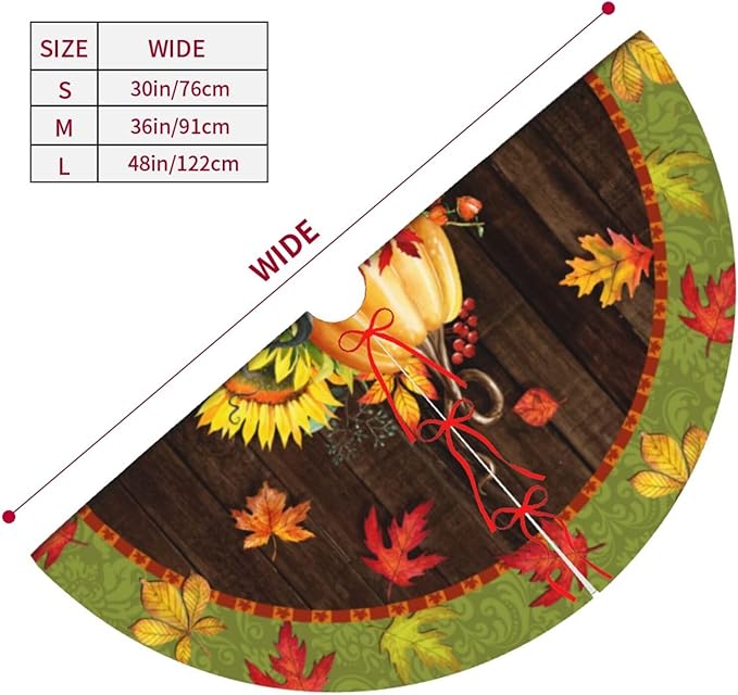 Fall Tree Skirt 48 inch, Thanksgiving Halloween Christmas Tree Skirts Ornaments Decorations, Pumpkin Maple Leaf Spider Web Design for Xmas Party Indoor Outdoor Decor