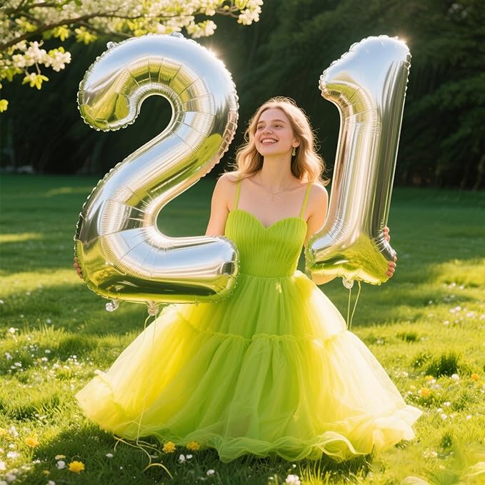 40 Inch Silver Number 21 Digital Balloon,Jumbo Mylar Foil Helium Balloon for 21 Balloons for Birthday Party,Wedding Anniversary Party Decorations
