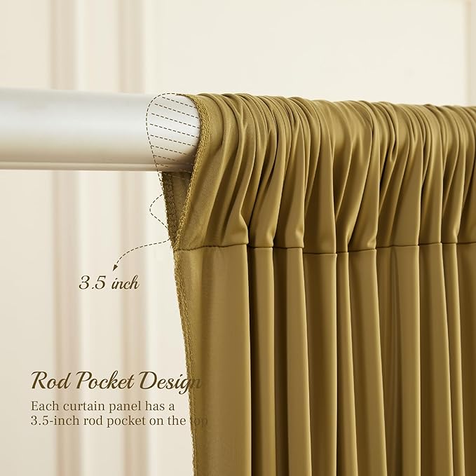 8x10FT Light Brown Backdrop Curtains for Wedding Parties, Wrinkle Free Polyester Photography Backdrop Drapes for Wedding Baby Shower Birthday Parties Stage Background Stand Decorations 4x10ft,2 Panels