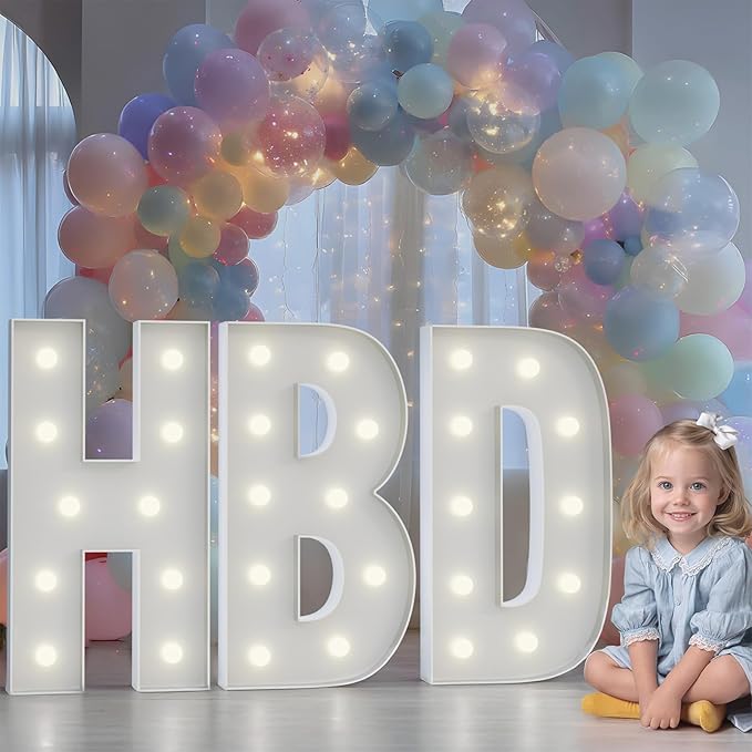 Big Marquee Light-up Letter Decorations: 4 Feet Tall Large Letters D Marry Me Proposal Gender Reveal Alphabet 4FT Sign Graduation Party Wedding Engagement Anniversary HOCO Decor Mosaic Balloon