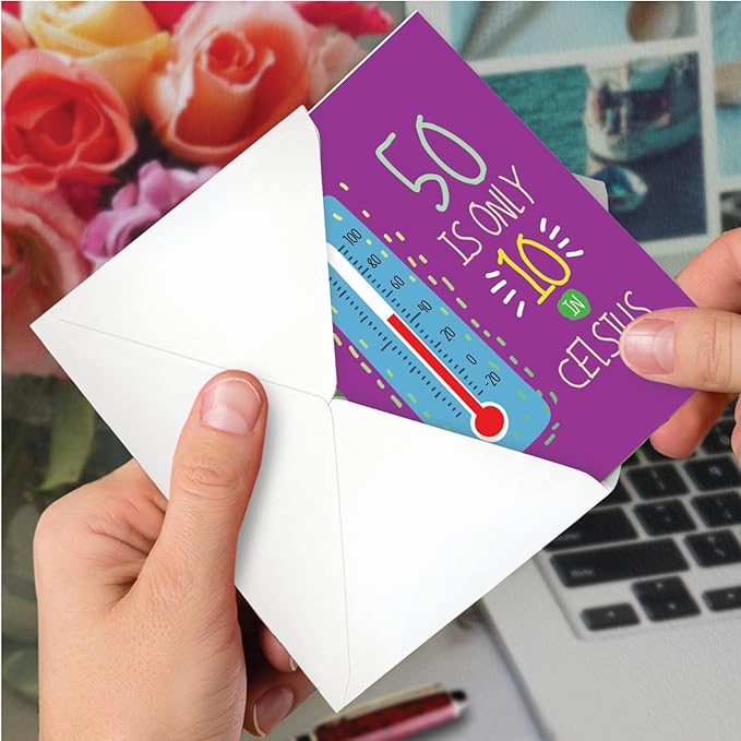 NobleWorks - Funny Milestone Birthday Greeting Card with Envelope (4.63 x 6.75 Inch) - 50 In Celsius C9574MBG