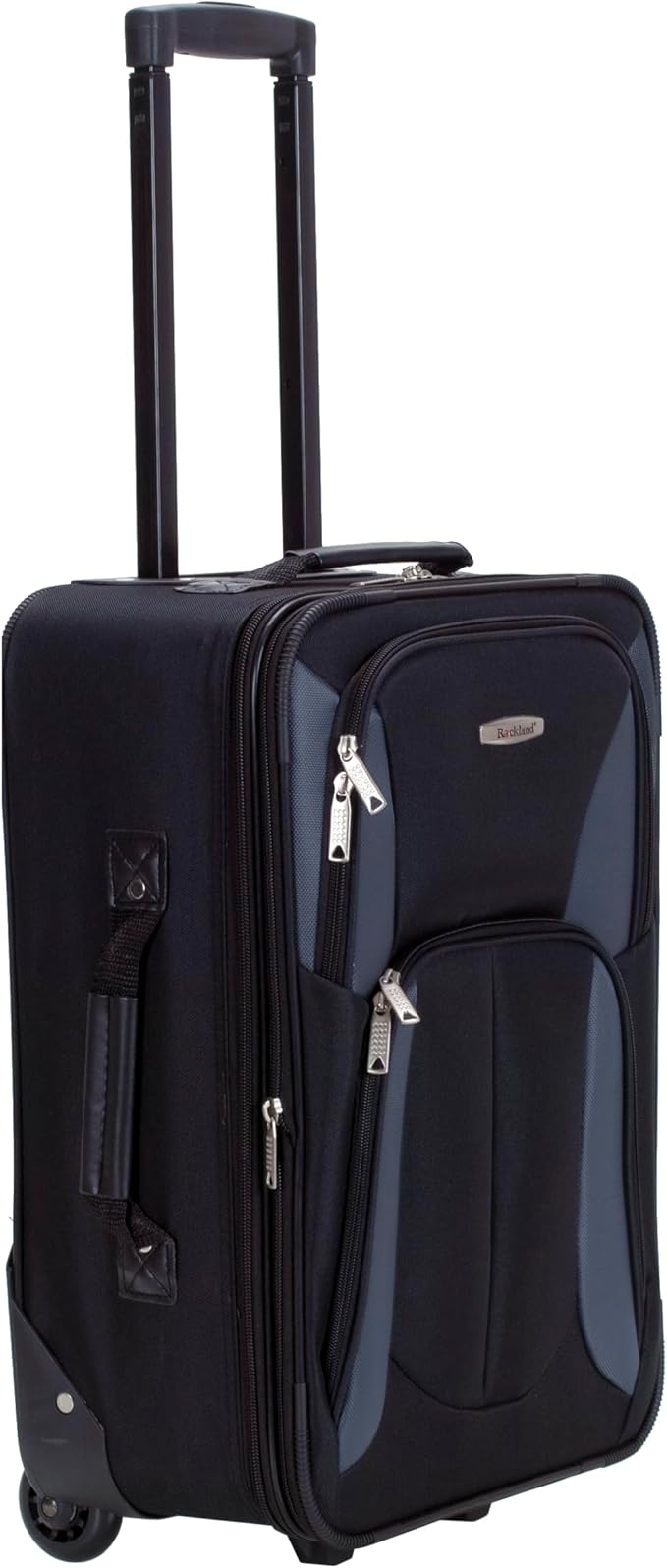 Rockland Fashion Softside 2 Piece Luggage Set, Expandable, (14" Tote/19" Upright), Black Gray