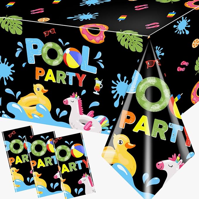 Pool Party Birthday Decorations Tablecloth,Summer Pool Party Table Cloth Decorations Summer Table Cover Spool Par-ty Tablecloth for