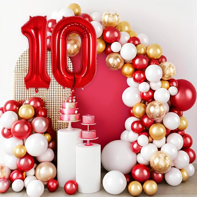 Red Number 0 Balloon 40 Inch, Big Large Foil Helium Number Balloons, Jumbo Giant Mylar Number 0 Balloons for Birthday Red Party Decorations Supplies Anniversary