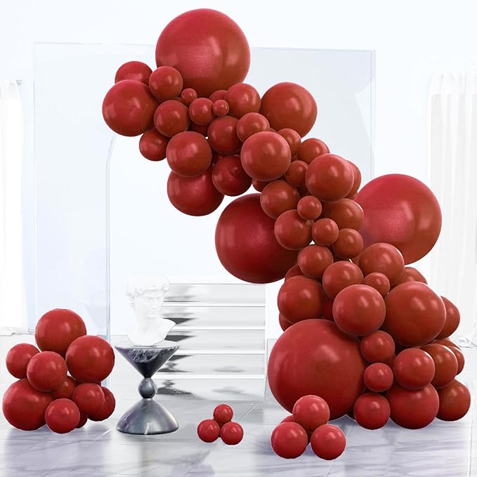 PartyWoo Burgundy Balloons 152 pcs Different Sizes of 18 12 10 5 Inch Dark Chestnut Red Maroon Balloon Arch Kit Garland for Birthday Graduation Anniversary Cherry Casino Party Decorations Red-Y62
