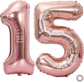 Juland Rose Gold Number Balloons Large Foil Mylar Balloons 40 Inch Giant Jumbo Number Balloons for Birthday Party Decorations 15