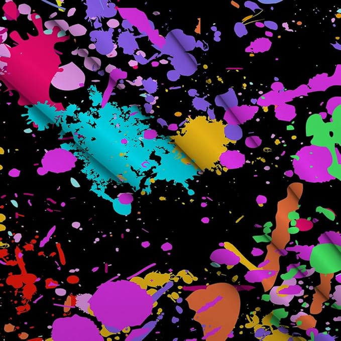 Paint Splatter Happy Birthday Backdrop Colorful Neon Glow Painting Graffiti Retro Disco Hip Pop Photography Background Pictures Photo Booth Studio Banner Birthday Party Decoration Prop 10X8FT CEM123D