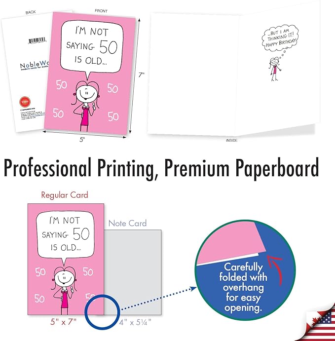 NobleWorks Hilarious 50th Milestone Birthday Greeting Card with 5 x 7 Inch Envelope (1 Card) Thinking Old C10090MBG