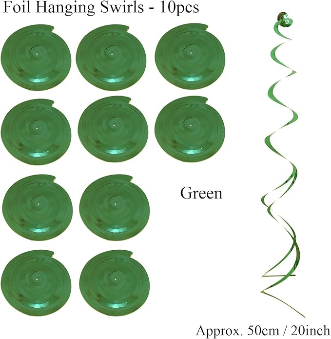 ZERODECO Birthday Party Decoration - Green & White Banner, Fans, Pom Poms, Balloons & More