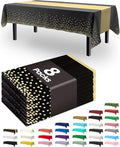 Pureegg Plastic Table Cloth Disposable 8 Pack, 54 x 108 Inch, Table Runner Style, Graduation Decorations 2026, Party Tablecloths, Rectangle, Plastic Cover, Leakproof & Sturdy, Black Gold