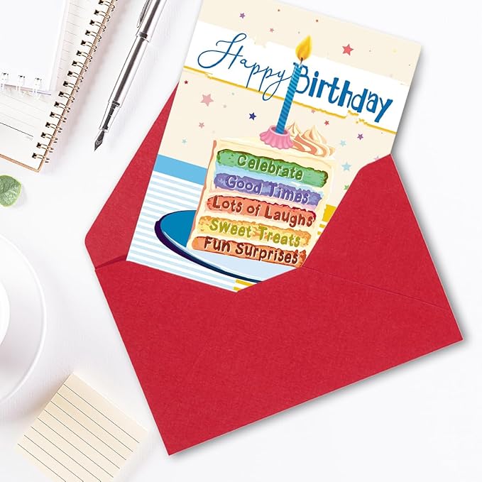 Happy Birthday Card for Son,Son Birthday Gifts from Dad Mom,Thick Card Stock with Premium Envelope 5.3in x 8in