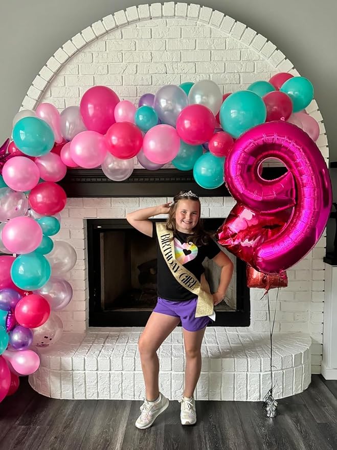 Number Balloons 1, 40 Inch One Balloons for 1st Birthday Girl Boy 1 11 21 Party Decorations Baby Shower Photo Shoot, Hot Pink 1 Balloon