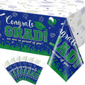 6 Pack Graduation Tablecloth Party Decorations, Class of 2026 Congrats Grad Plastic Tablecover Party Supplies, Blue and Green Rectangle Graduation Table Decor for College High School Party, 54x108Inch