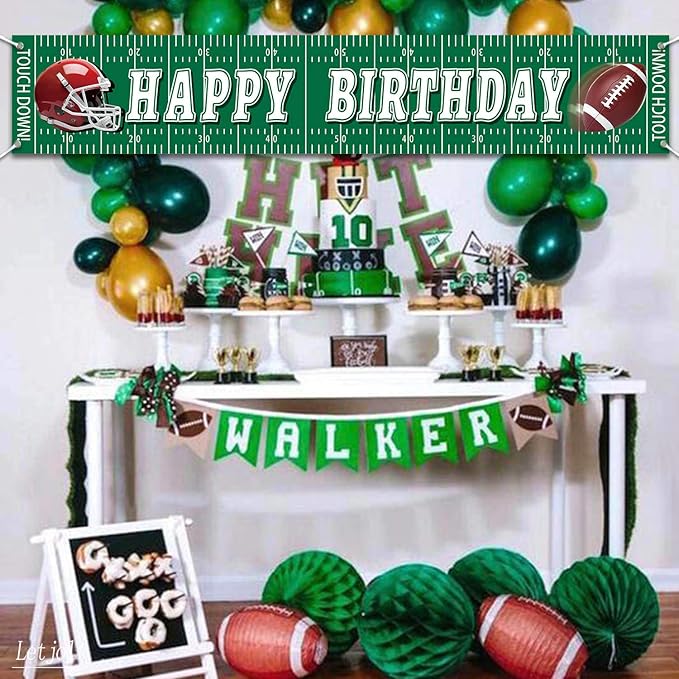 Football Happy Birthday Banner Decorations Birthday Signs Giant Birthday Party Supplies Fence Yard Signs Outdoor Decorations Photo Backdrop 6 Feet