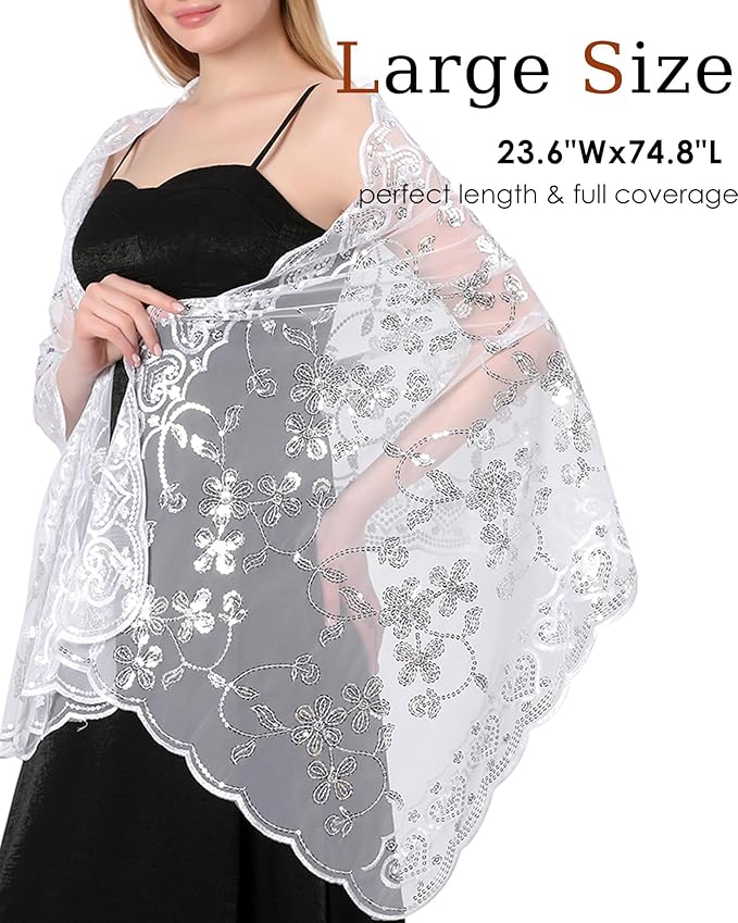 Gossifan Shawls and Wraps for Evening Dresses Sheer Women Elegant Glitter Shawls Soft Sparkly Wedding Bridal Scarf