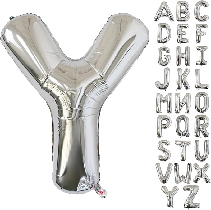KALOR 40 Inch Silver Letter Y Balloons Jumbo Foil Mylar Helium Big Balloons for Birthday Party Anniversary Baby Shower Supplies