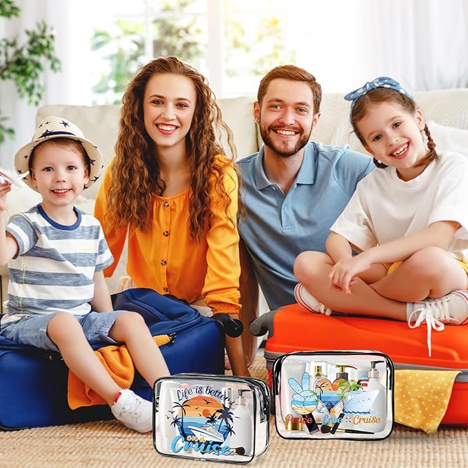 6PC Clear Cruise Makeup Bags Gifts for Women, Clear Beach Cosmetic Bag Cruise Ship Survival Kit Essentials, Travel PVC Waterproof Toiletry Bags for Girls Sister Daughter Nurse Teacher