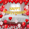 Happy Anniversary Decorations - 118PCS Anniversary Party Decorations Kit with 16" Happy Anniversary Letter Balloons 1000PCS Red Silk Rose Petals, Balloon Arch Garland, Red Heart Balloons