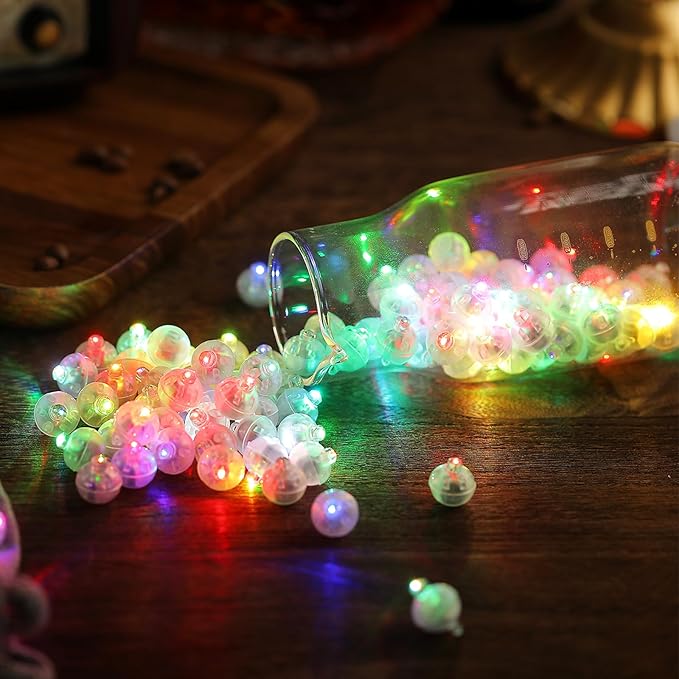 Aogist 100pcs Balloon Lights,Long Standby Time Waterproof Twinkle Mini Light,Battery Powered,Round LED Ball Lamp for Balloon Paper Lantern Party Wedding Christmas Halloween Decorative,Yellow-Flash