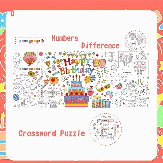 Birthday Party Decoration Giant Coloring Poster, Large Coloring Table Cloth for Versatile Activity Drawing Coloring Paper Poster for Classroom Wall Decor School Gift Art Crafts DIY Table Cover