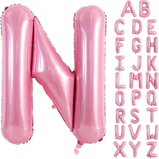 TONIFUL 40 Inch Large Pink Letter N Balloons Giant Foil Mylar Alphabet Balloon for Birthday Party Anniversary Baby Shower Wedding Supplies Decorations