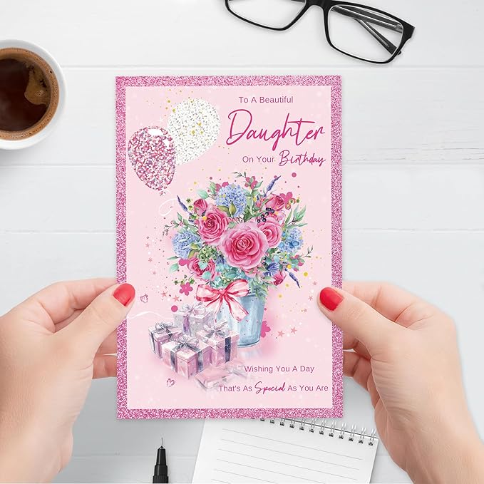 Daughter Birthday Card from Mom, Happy Birthday Card for Daughter, Cute Birthday Gifts for Girls Her