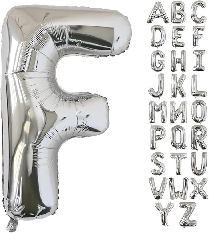 KALOR 40 Inch Silver Letter F Balloons Jumbo Foil Mylar Helium Big Balloons for Birthday Party Anniversary Baby Shower Supplies