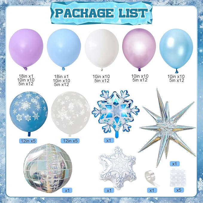 Winter Snowflake Balloon Arch Garland Kit, Winter Wonderlan Decorations Iridescent Blue Purple Balloons for Snow Onederland Princess Christmas Baby Its Cold Outside Baby Shower Birthday Party Supplies
