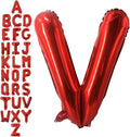 40 Inch Red Letter V Balloons, DIY Phrase Foil Alphabet Letter V Balloons DIY Word V Banner for Birthday Anniversary Celebration Graduation Party Supplies Decoration
